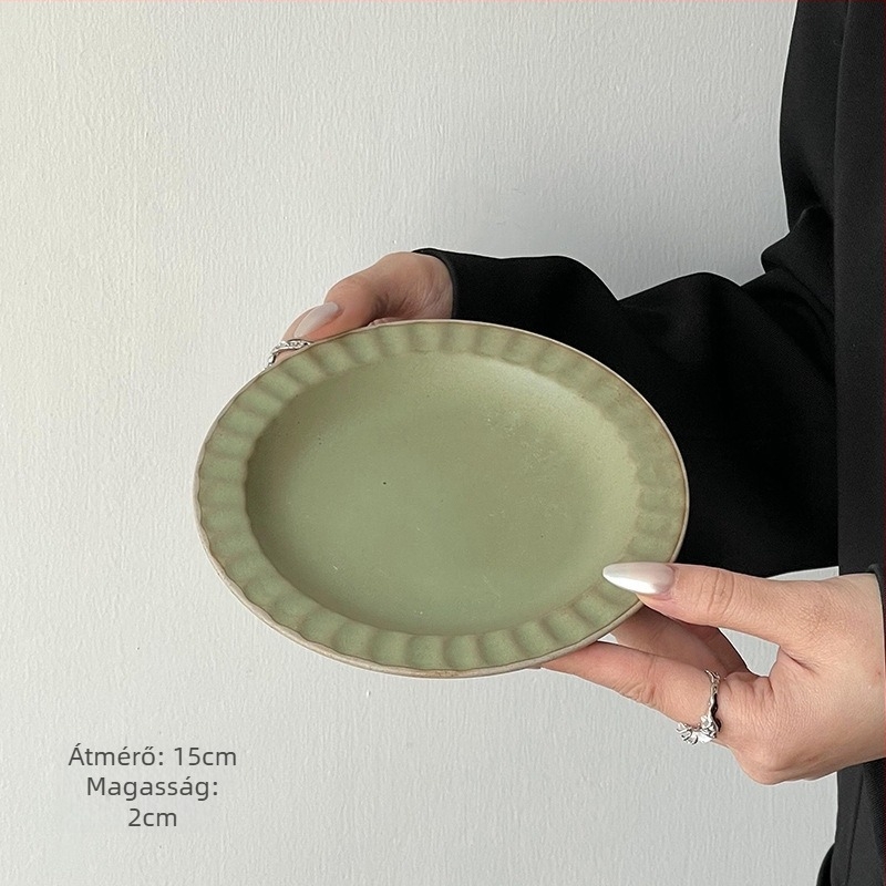 Francia retro kerámia desszerttányér, sekély snacktál, egyszínű étkészlet, elegáns délutáni teás tál