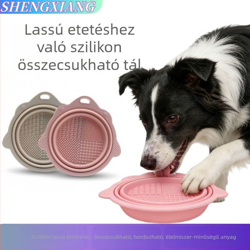 Összecsukható szilikon kutya tál, hordozható kültéri ivóedény