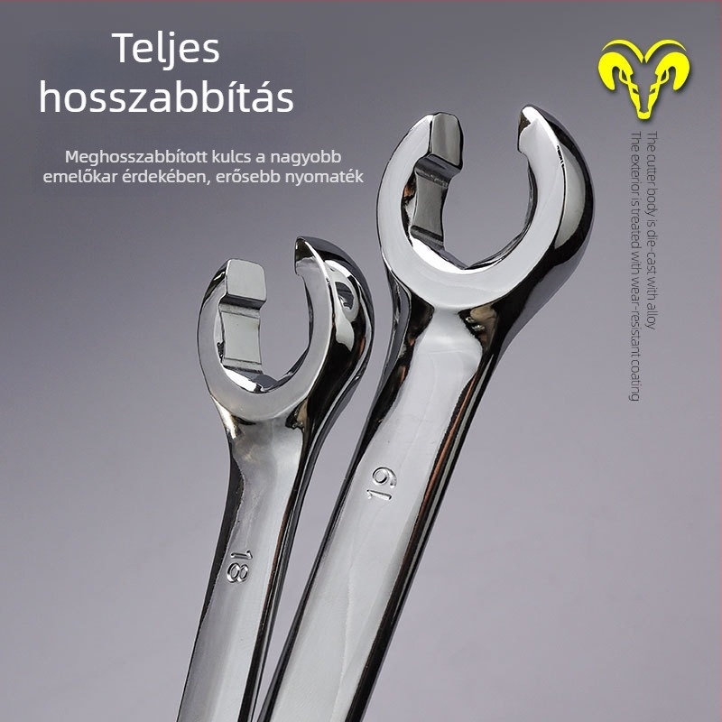 Kétoldalas nyitott végű csőkulcs fékcsövekhez, hexagonális fejű szerszám