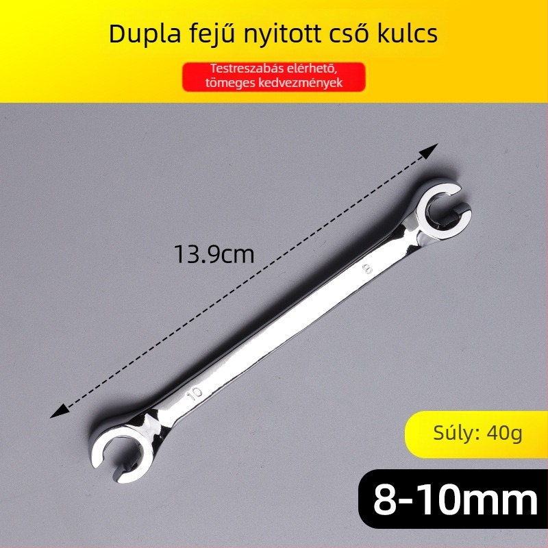 Kétoldalas nyitott végű csőkulcs fékcsövekhez, hexagonális fejű szerszám