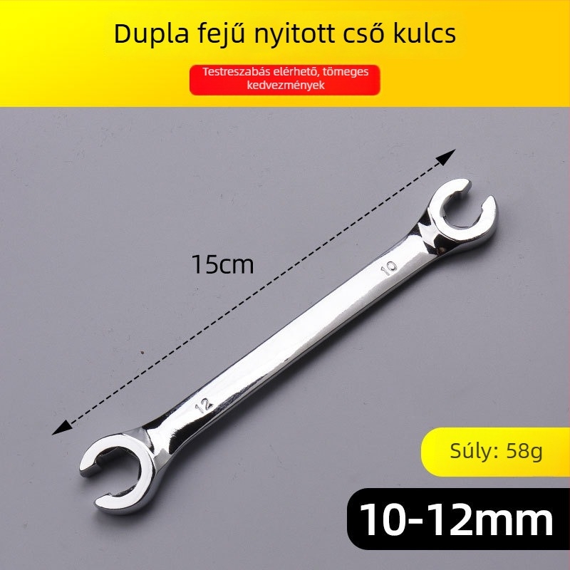 Kétoldalas nyitott végű csőkulcs fékcsövekhez, hexagonális fejű szerszám