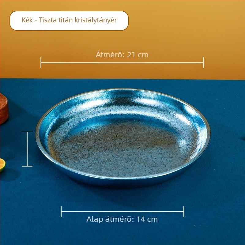 Tiszta titánium kör alakú étkező tányérok, minimalistikus luxus dizájn, gyümölcstálak, otthoni és kereskedelmi használatra