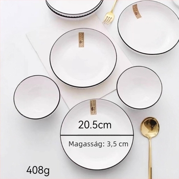 Vertikális csíkos porcelán étkészlet, modern minimalista stílus, tányérok és mély tálak, Yamada márka, háztartási használatra