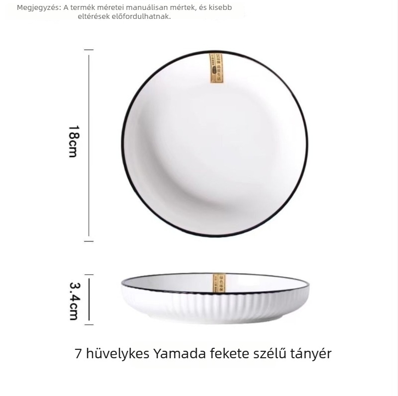 Vertikális csíkos porcelán étkészlet, modern minimalista stílus, tányérok és mély tálak, Yamada márka, háztartási használatra