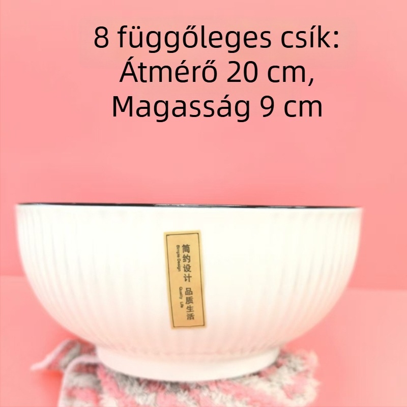 Vertikális csíkos porcelán étkészlet, modern minimalista stílus, tányérok és mély tálak, Yamada márka, háztartási használatra