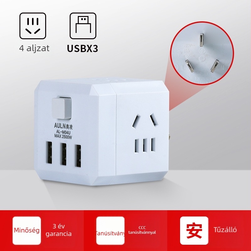 Függőleges, négyszögletes, vezeték nélküli USB konverziós panel otthonra és irodára intelligens USB aljzatokkal