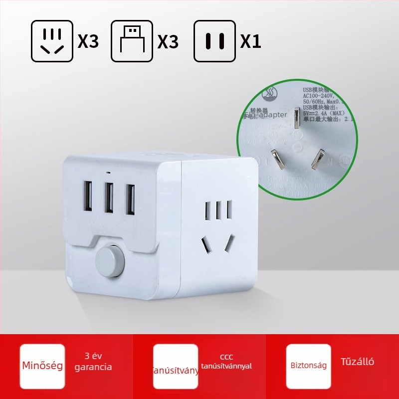 Függőleges, négyszögletes, vezeték nélküli USB konverziós panel otthonra és irodára intelligens USB aljzatokkal