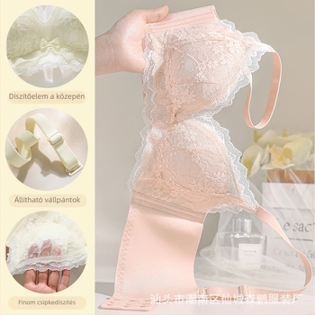 Mulberry selyem csipkés melltartó, állítható, drót nélküli, kényelmes tartás, piros, nőknek