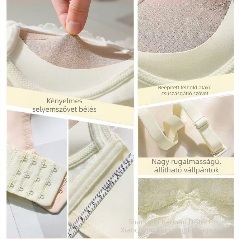 Mulberry selyem csipkés melltartó, állítható, drót nélküli, kényelmes tartás, piros, nőknek