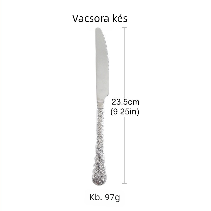 Csapott textúrájú 304 rozsdamentes acél étkészlet hópehely mintával – kés, villa, kanál