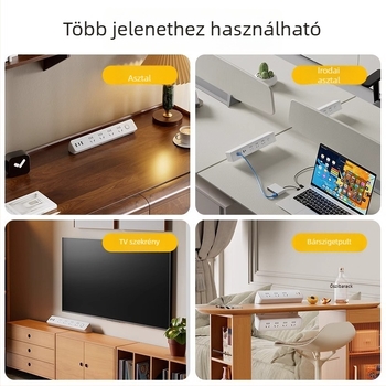 JOYE USB-asztali csipeszes aljzat irodai használatra, állítható, levehető ragasztó tartóval