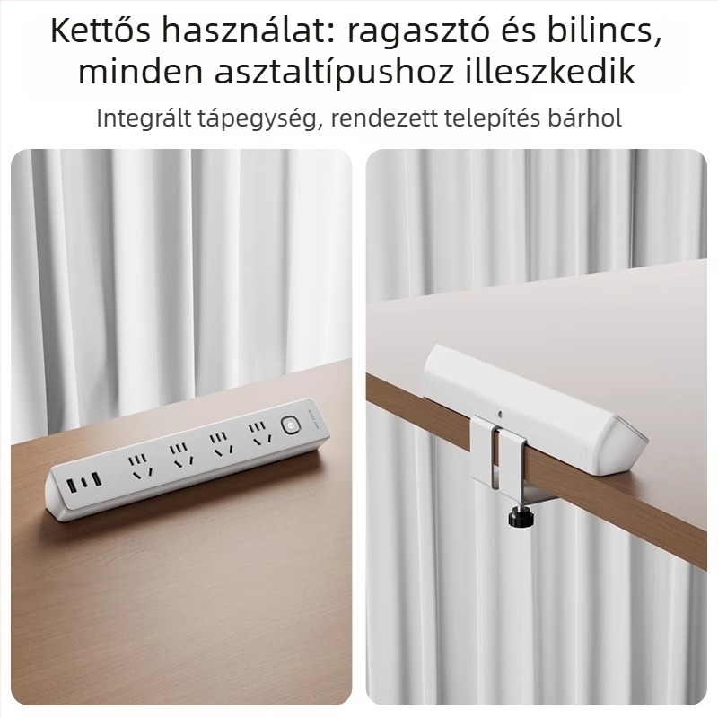 JOYE USB-asztali csipeszes aljzat irodai használatra, állítható, levehető ragasztó tartóval