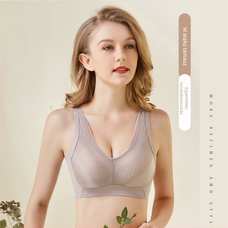 Selyem-latex vékony kosaras melltartó oldalsó összegyűjtéssel, vezeték nélküli, varrás nélküli hálóing-stílusú top