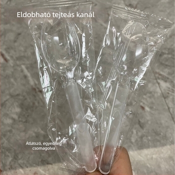 Egyszer használatos teáskanalak tejhez, egyenként csomagolva, élelmiszer-minőség, vastagabb dinnyés dizájnnal, rizs keverőkanál, kereskedelmi csomag.