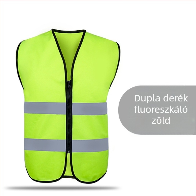 Fluoreszcens fényvisszaverő mellény köztisztasági munkákhoz, közlekedésbiztonsághoz, vezetéshez, kerékpározáshoz és építkezéshez