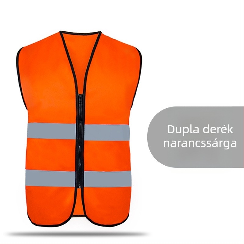 Fluoreszcens fényvisszaverő mellény köztisztasági munkákhoz, közlekedésbiztonsághoz, vezetéshez, kerékpározáshoz és építkezéshez