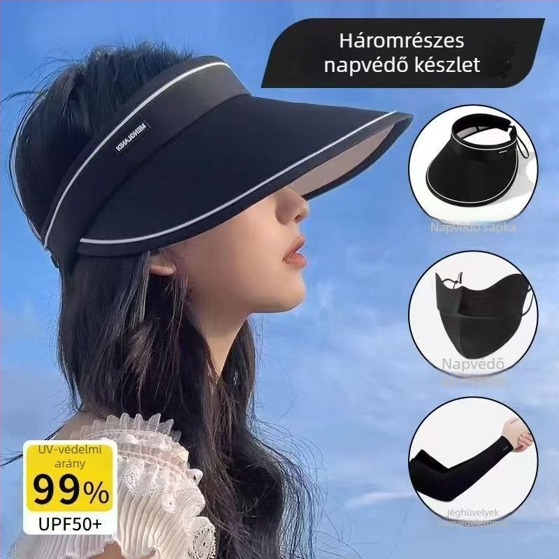 Napsugárvédelmi készlet: arcot takaró kalap, UV-védelem, hűsítő karvédők kerékpározáshoz, napszemüveg, nyári maszk