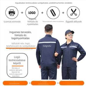Hosszú ujjú munkaruha, kopásálló őszi-téli szett nyomtatott és hímzett logóval