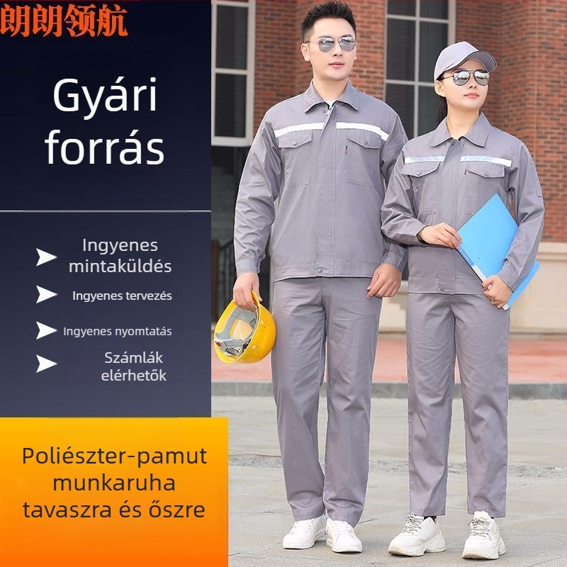 Hosszú ujjú munkaruha, kopásálló őszi-téli szett nyomtatott és hímzett logóval