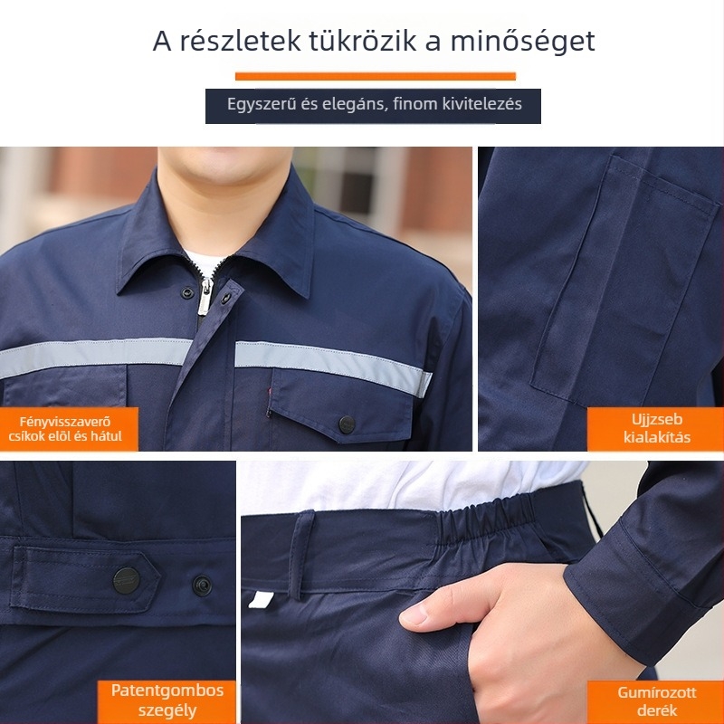 Hosszú ujjú munkaruha, kopásálló őszi-téli szett nyomtatott és hímzett logóval