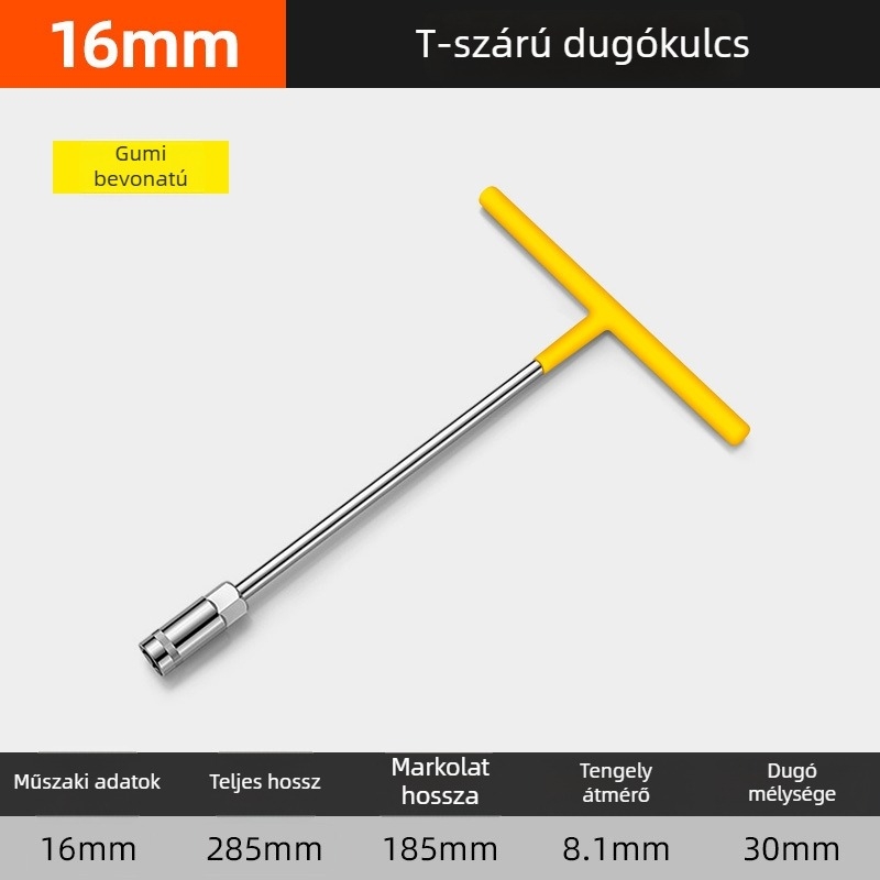 T-alakú dugókulcs készlet autók és motorkerékpárok karbantartásához, többfunkciós hosszabbító szár, külső hatszög fej 8–16 mm