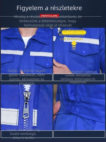 Mechanikus munkaruha reflektív csíkokkal, bolyhosodásmentes, fakulásálló, alapvető munkaruházat