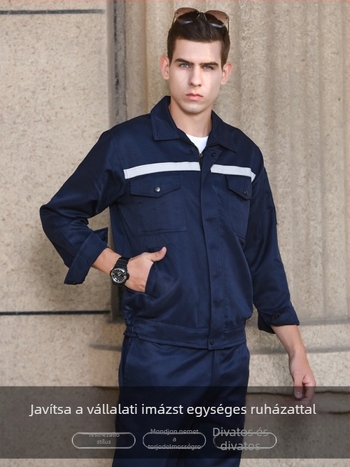 Mechanikus munkaruha reflektív csíkokkal, bolyhosodásmentes, fakulásálló, alapvető munkaruházat