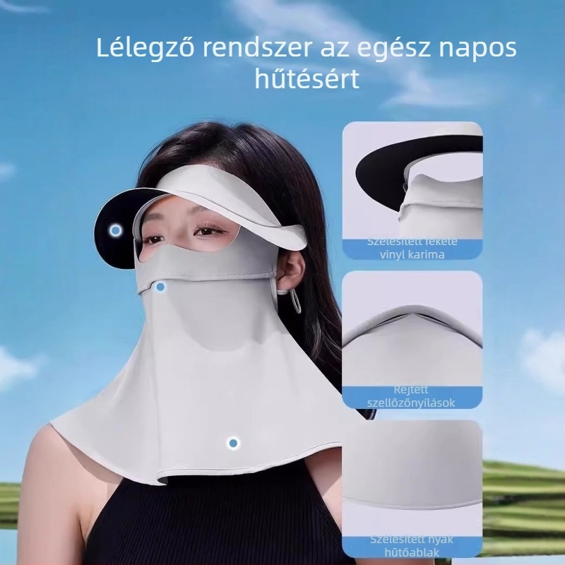 Arc- és nyakvédő kerékpáros maszk, egész éves használatra, lélegző nylon, UV-védelem, árnyékolás és hidratáló kényelem, integrált nyakvédő