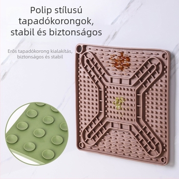 Állati nyalogató matrac szívóval, szilikon alátét lassú etetéshez kutyáknak és macskáknak