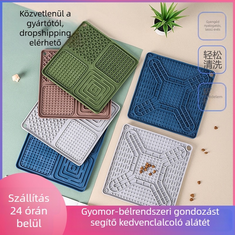 Állati nyalogató matrac szívóval, szilikon alátét lassú etetéshez kutyáknak és macskáknak