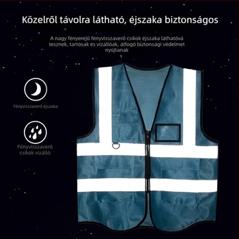 Reflektív biztonsági mellény több zsebbel építőipari munkákhoz, éjszakai munkához és forgalomhoz