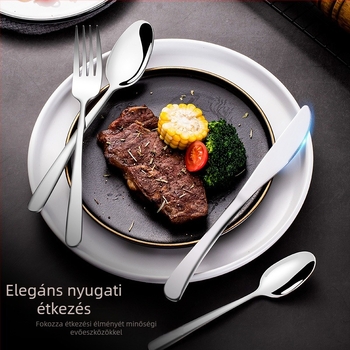 304 rozsdamentes acél evőeszköz készlet otthoni és szállodai használatra – steak kés, villa, kanál, desszertkanál, gyümölcs villa; logó nyomtatás elérhető