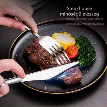 304 rozsdamentes acél evőeszköz készlet otthoni és szállodai használatra – steak kés, villa, kanál, desszertkanál, gyümölcs villa; logó nyomtatás elérhető