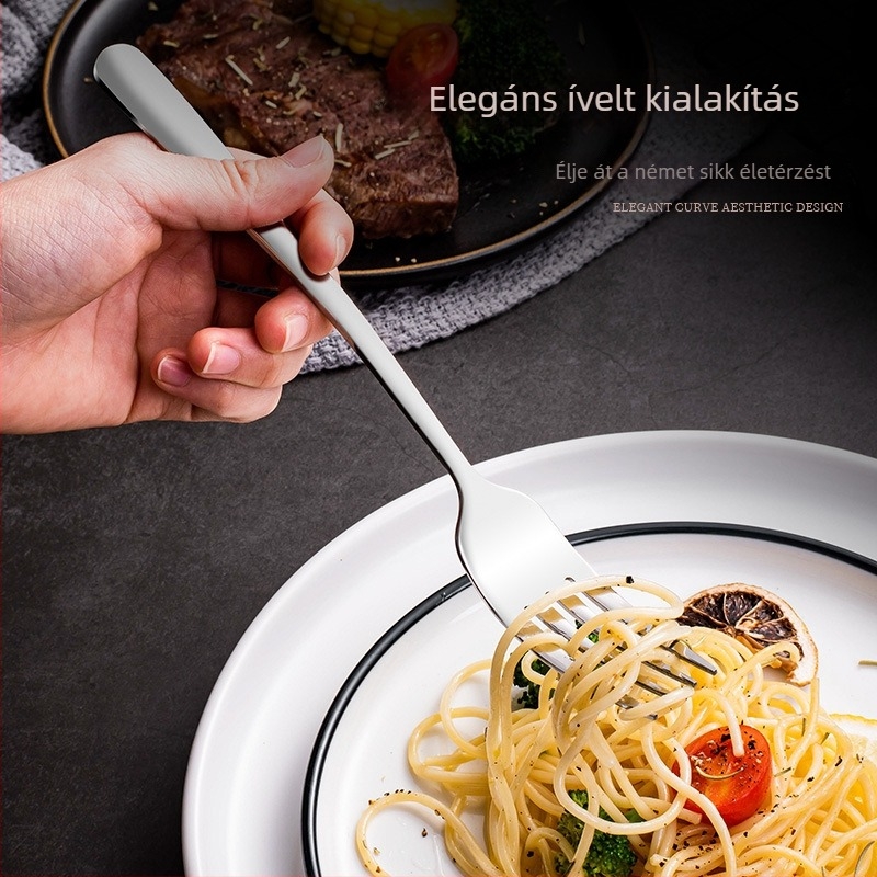 304 rozsdamentes acél evőeszköz készlet otthoni és szállodai használatra – steak kés, villa, kanál, desszertkanál, gyümölcs villa; logó nyomtatás elérhető