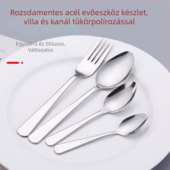 Rozsdamentes acélból készült villa- és kanálkészlet - desszertkanál, kávéskanál, leveskanál, nyugati étkészlet