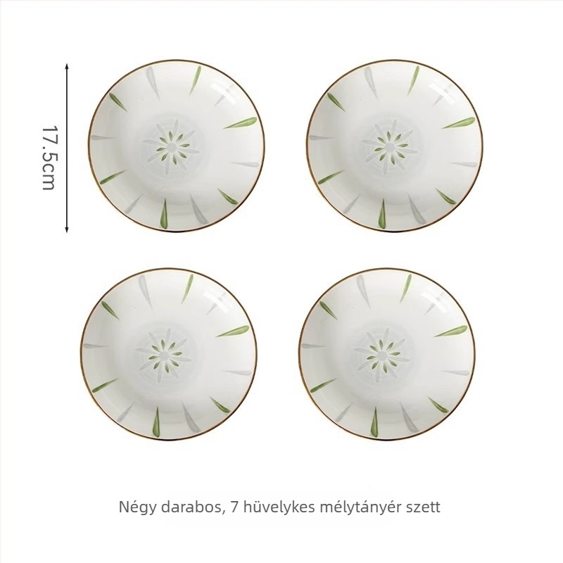 Porcelán tál aláglazúros színnel, csíkos minta, modern minimalista dizájn, kerek mély tál kiszolgálásra, átmérő 11–12 cm