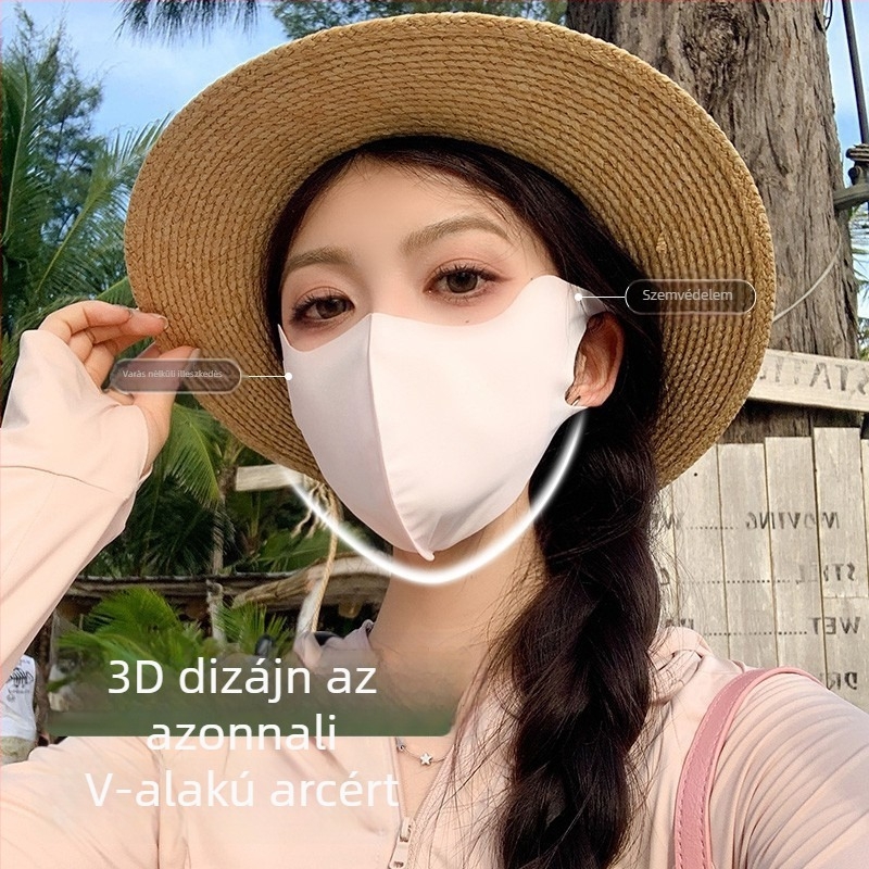 Női jégselyem UV-védő maszk, lélegző, varrat nélküli, nyári kerékpározáshoz, 3D kontúr kialakítás
