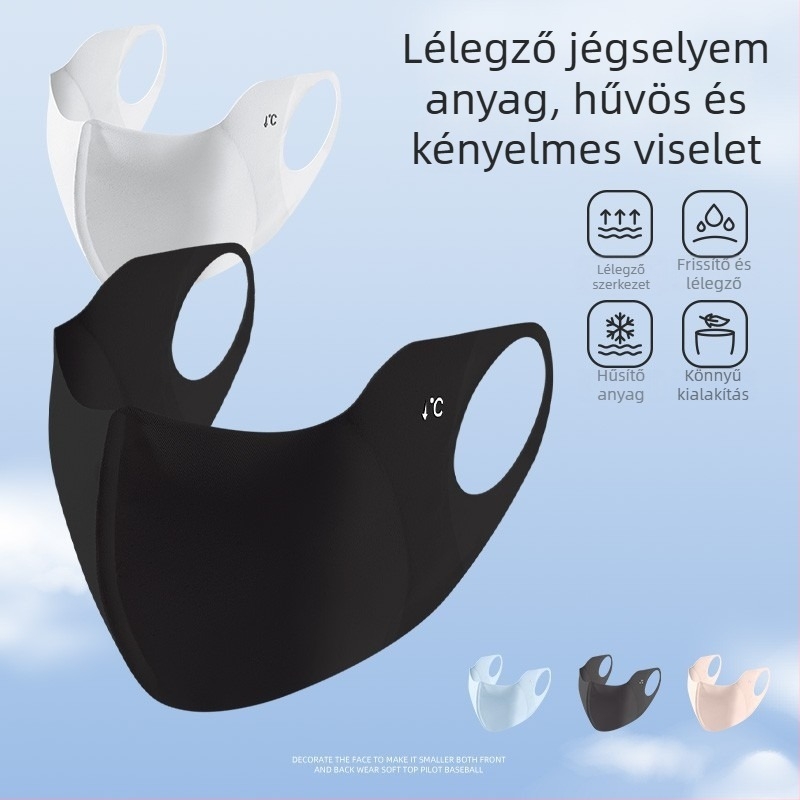 Női jégselyem UV-védő maszk, lélegző, varrat nélküli, nyári kerékpározáshoz, 3D kontúr kialakítás