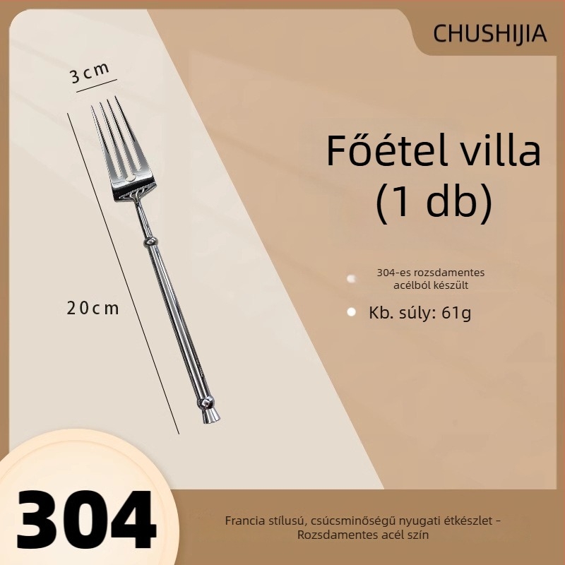 Kreatív 304-es rozsdamentes acél nyugati étkészlet: steak kés, villa, kanál és desszertkanál