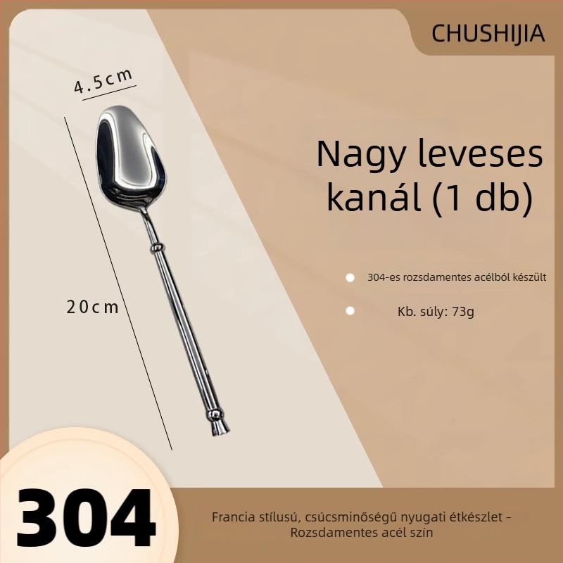 Kreatív 304-es rozsdamentes acél nyugati étkészlet: steak kés, villa, kanál és desszertkanál