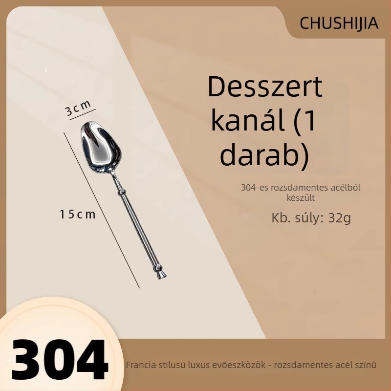 Kreatív 304-es rozsdamentes acél nyugati étkészlet: steak kés, villa, kanál és desszertkanál