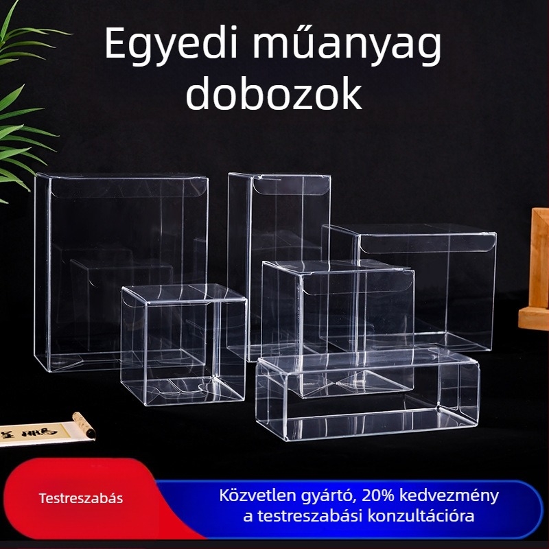 Egyedi PVC csomagoló doboz átlátszó PET burkolattal, matt felülettel, téglalap alakú tároló- és ajándék doboz PP anyagból