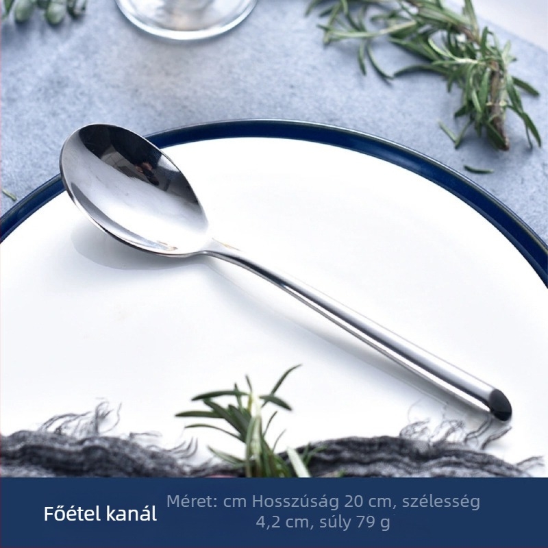 Rozsdamentes acél étkészlet: steak kés és villák, gyümölcs villa, kávéskanál és desszertkanál – modern letisztult dizájn