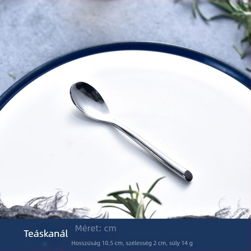 Rozsdamentes acél étkészlet: steak kés és villák, gyümölcs villa, kávéskanál és desszertkanál – modern letisztult dizájn