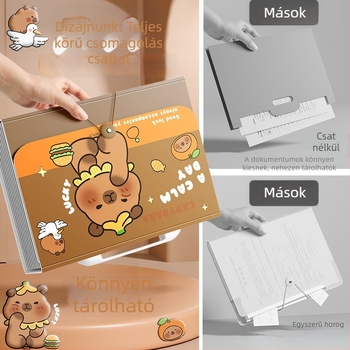 A4-es akordion mappa kapibara illusztrációval, 13 rekesz, nagy kapacitású, diákoknak