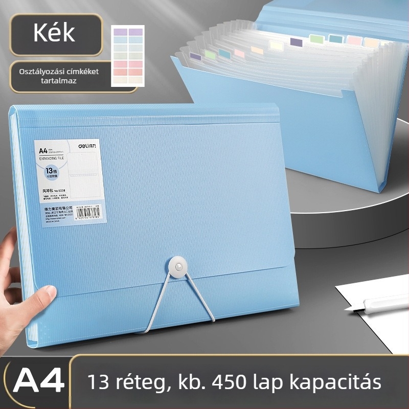 5238-as akordion mappa 13 rekesz, A4-es dokumentumokhoz, vizsgadolgozatok rendezője