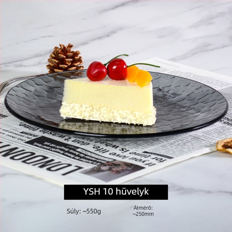 Fekete edzett üvegből készült gyümölcstál, kör alakú, modern minimális stílus, nassolnivalókhoz és aszalt gyümölcsökhöz