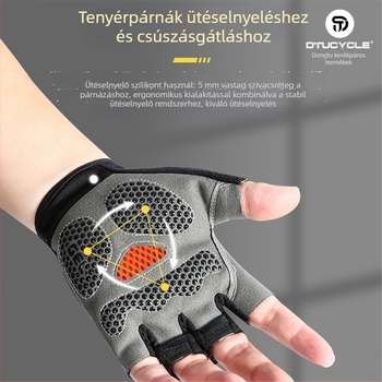 Bőr félujjas kerékpáros kesztyűk felnőtteknek, uniszex, csúszásmentes, tartós, lélegző