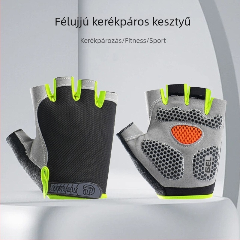 Bőr félujjas kerékpáros kesztyűk felnőtteknek, uniszex, csúszásmentes, tartós, lélegző