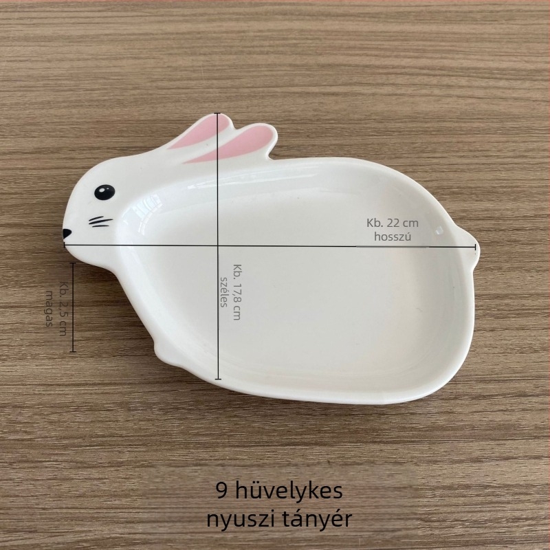 Cuki nyusziformájú kerámia vacsora tányér gyerekeknek, mikrohullámú sütőben használható.